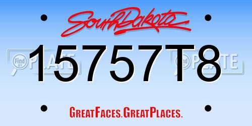 15757T8 South Dakota License Plate