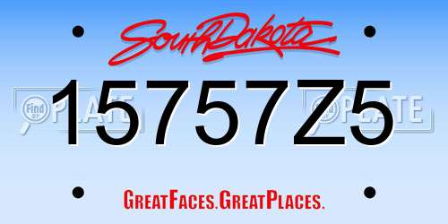 15757Z5 South Dakota License Plate