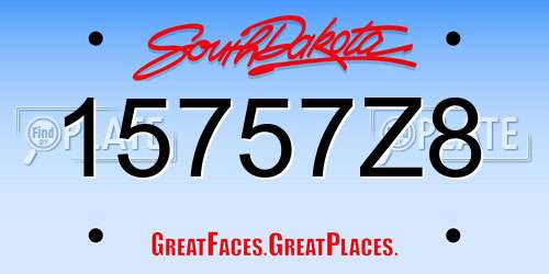15757Z8 South Dakota License Plate