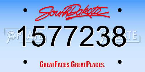 1577238 South Dakota License Plate