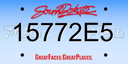 15772E5 South Dakota License Plate