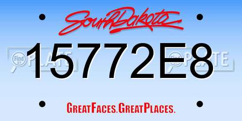 15772E8 South Dakota License Plate