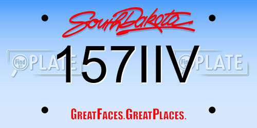 157IIV South Dakota License Plate