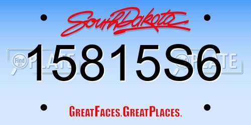 15815S6 South Dakota License Plate