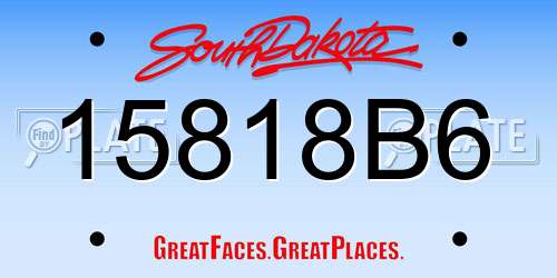 15818B6 South Dakota License Plate