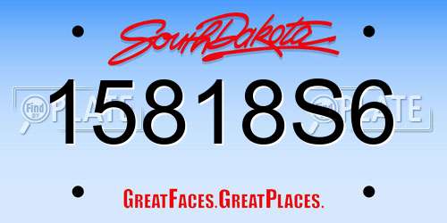15818S6 South Dakota License Plate