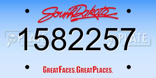 1582257 South Dakota License Plate