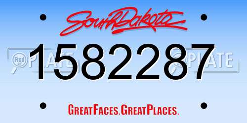 1582287 South Dakota License Plate
