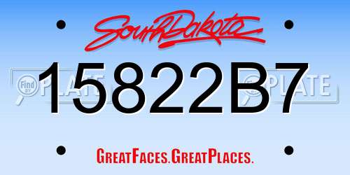 15822B7 South Dakota License Plate