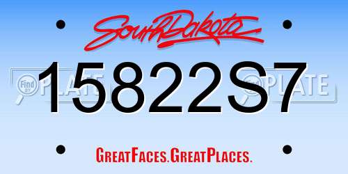 15822S7 South Dakota License Plate