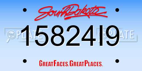 15824I9 South Dakota License Plate
