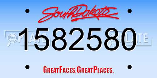 1582580 South Dakota License Plate