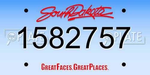 1582757 South Dakota License Plate