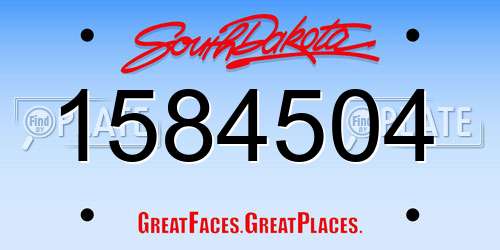 1584504 South Dakota License Plate