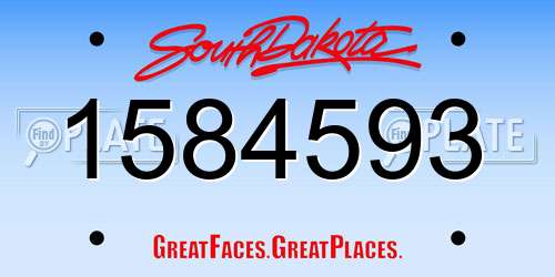 1584593 South Dakota License Plate