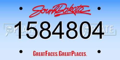 1584804 South Dakota License Plate