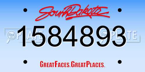 1584893 South Dakota License Plate