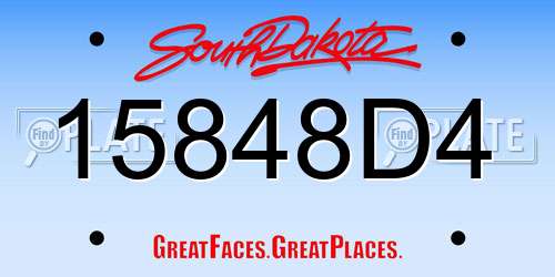 15848D4 South Dakota License Plate