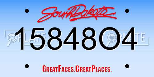 15848O4 South Dakota License Plate