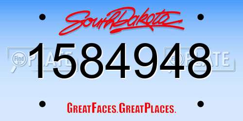 1584948 South Dakota License Plate