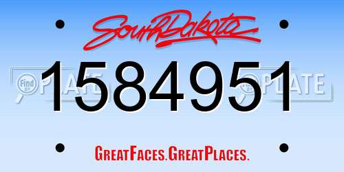 1584951 South Dakota License Plate