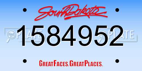 1584952 South Dakota License Plate