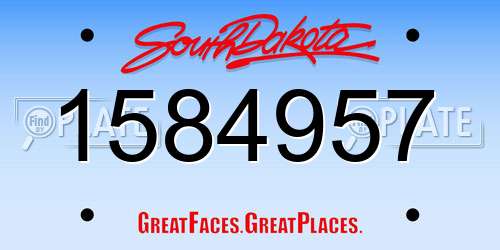 1584957 South Dakota License Plate