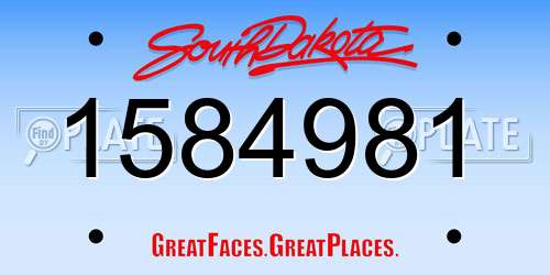 1584981 South Dakota License Plate