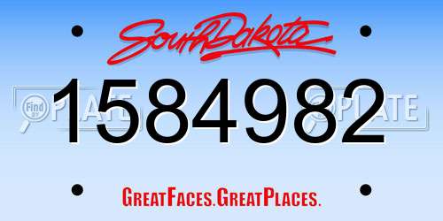1584982 South Dakota License Plate