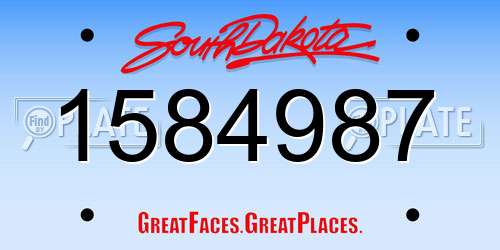 1584987 South Dakota License Plate
