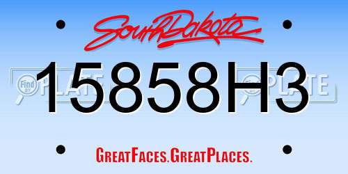 15858H3 South Dakota License Plate
