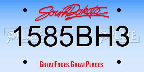 1585BH3 South Dakota License Plate