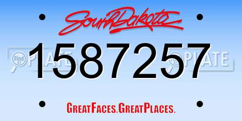 1587257 South Dakota License Plate
