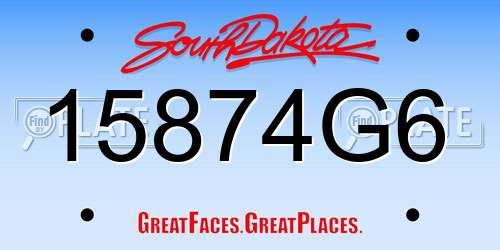15874G6 South Dakota License Plate