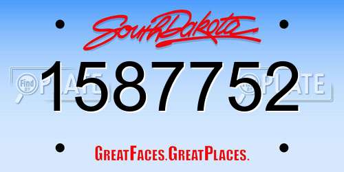 1587752 South Dakota License Plate