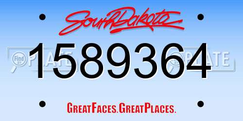 1589364 South Dakota License Plate