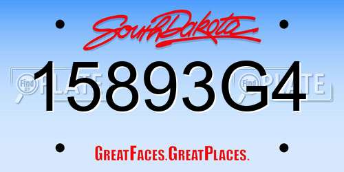 15893G4 South Dakota License Plate