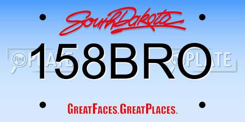 158BRO South Dakota License Plate
