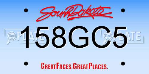 158GC5 South Dakota License Plate