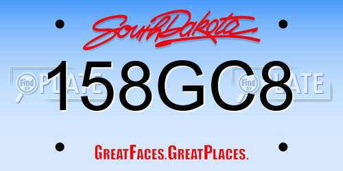 158GC8 South Dakota License Plate