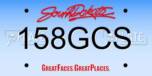 158GCS South Dakota License Plate