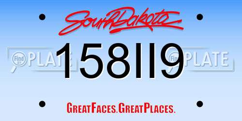 158II9 South Dakota License Plate