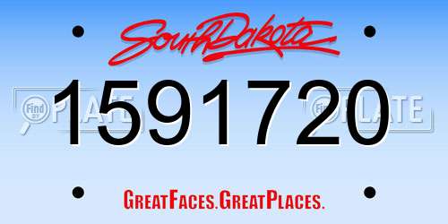 1591720 South Dakota License Plate