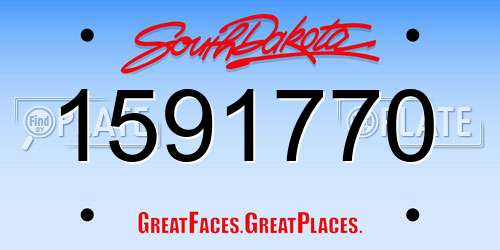 1591770 South Dakota License Plate