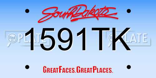 1591TK South Dakota License Plate