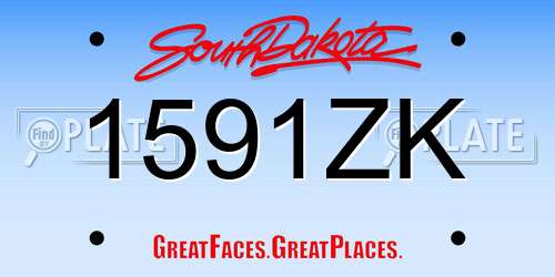 1591ZK South Dakota License Plate