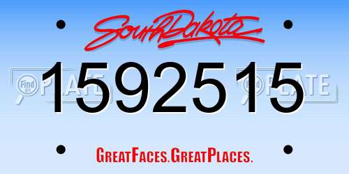 1592515 South Dakota License Plate