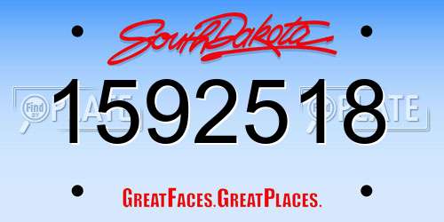1592518 South Dakota License Plate