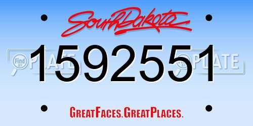 1592551 South Dakota License Plate