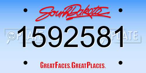 1592581 South Dakota License Plate